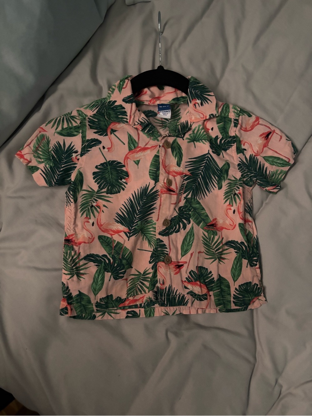 Old Navy Coral Pink Flamingo Print Button-Down Shirt